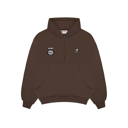 BOXY HALFZIP HOODIE - MOCA 