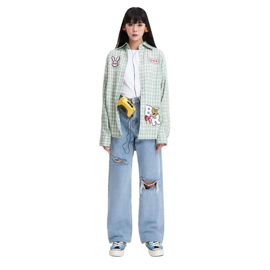 MINT CHECKED RABBIT SHIRT