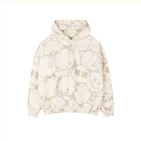 CREAM SMILEY RABBIT HOODIE