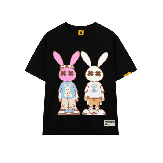 BLACK BUDDY RABBIT TEE