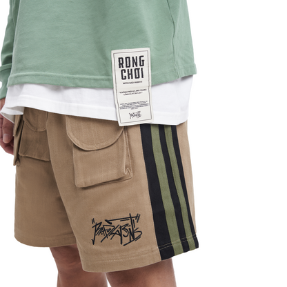 "Dream" MULTI POCKET SHORTS - BROWN